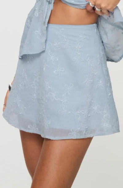 Princess Polly All My Friends Floral Embroidered Miniskirt In Blue