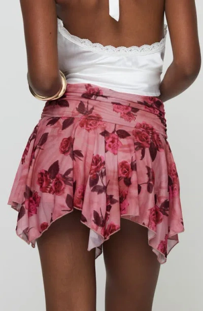 Princess Polly Perezie Handkerchief Hem Mesh Miniskirt In Pink