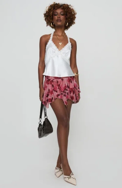 Princess Polly Perezie Handkerchief Hem Mesh Miniskirt In Pink