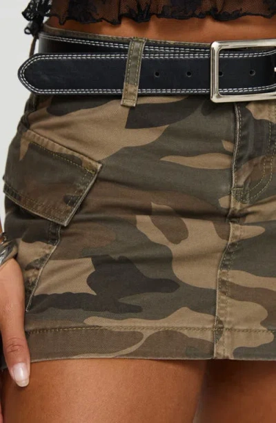 Princess Polly Zakai Denim Cargo Miniskirt In Dark Green