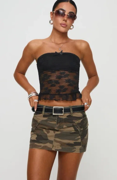 Princess Polly Zakai Denim Cargo Miniskirt In Dark Green