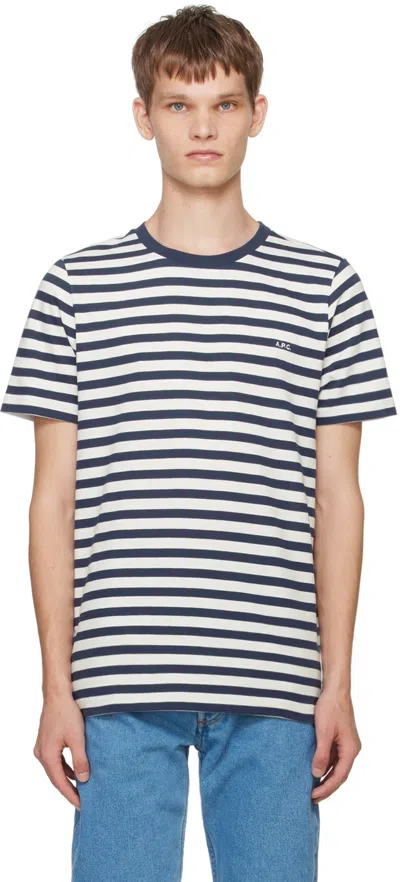 Shop Apc Navy Standard 'a.p.c.' Brodé T-shirt In Iak Dark Navy