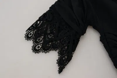 Dolce & Gabbana Black Sheath Midi Bodycon Lace Silk Dress In Black