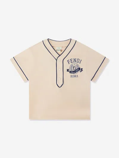 Fendi Boys Cotton T-shirt In Beige