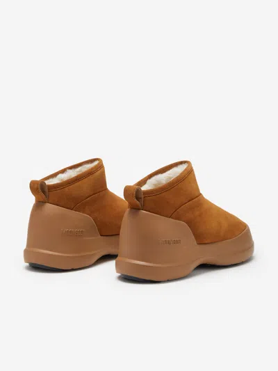 Moon Boot Boys Luna Suede Low Boots In Brown