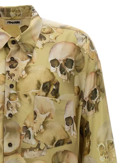 Magliano 'skull Print' Button-down Collar Shirt In Yellow