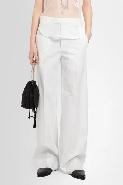 Shop Ann Demeulemeester Woman White Trousers