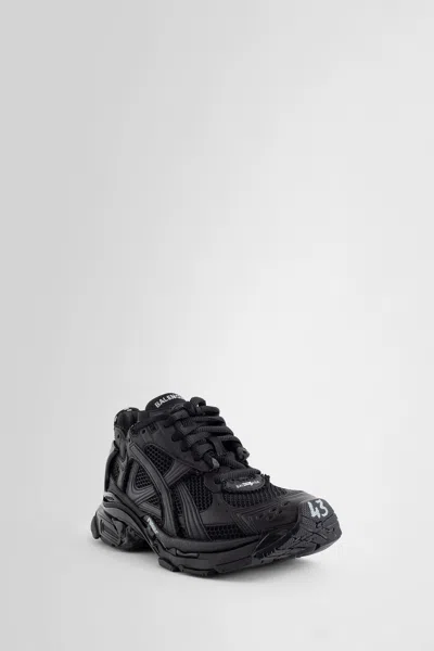 Balenciaga Men Runner Mesh And Leather Sneakers In Black