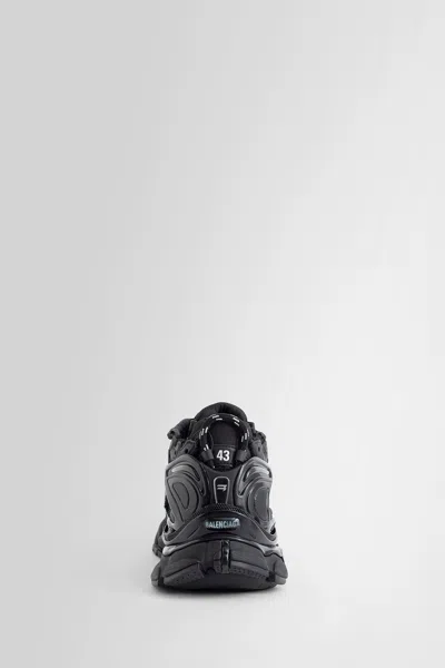 Balenciaga Men Runner Mesh And Leather Sneakers In Black