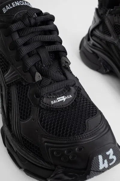Balenciaga Men Runner Mesh And Leather Sneakers In Black
