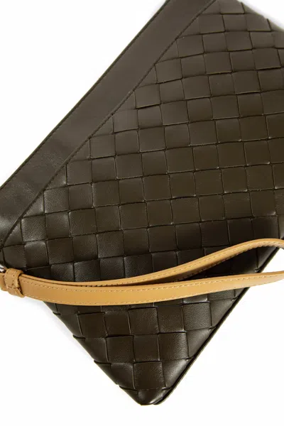 Shop Bottega Veneta Man Brown Clutches & Pouches