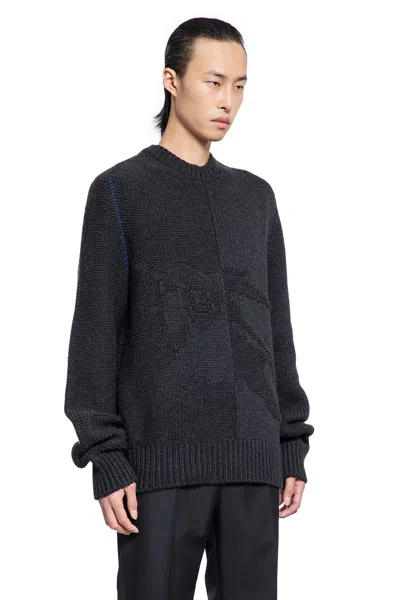 Shop Burberry Man Grey Knitwear In Black