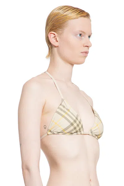 Burberry Check-printed Halterneck Bikini Top In Beige