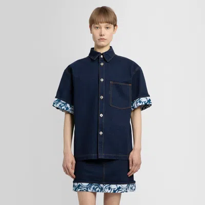 Shop Burberry Woman Blue Shirts