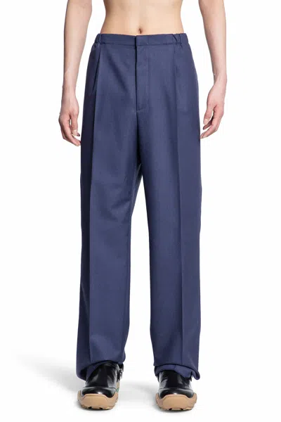 Shop Fendi Man Blue Trousers