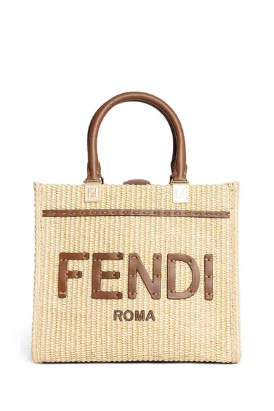 FENDI WOMAN BEIGE TOTE BAGS 