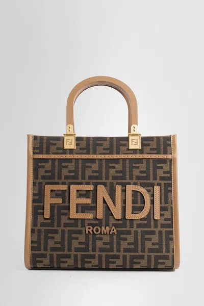 Fendi Ff Jacquard Small Sunshine Shopper Bag In Brown