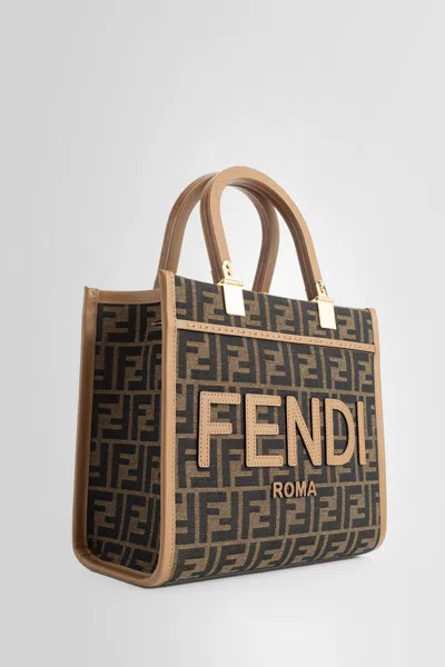 Fendi Ff Jacquard Small Sunshine Shopper Bag In Brown