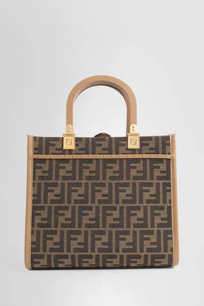 Fendi Ff Jacquard Small Sunshine Shopper Bag In Brown