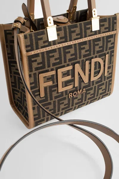 Fendi Ff Jacquard Small Sunshine Shopper Bag In Brown