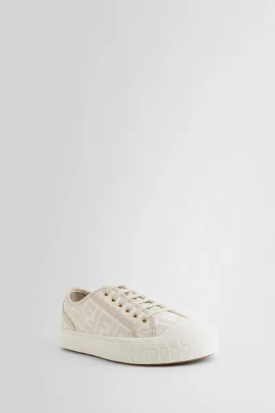 Fendi Domino Ff Jacquard Low-top Sneakers In Neutral