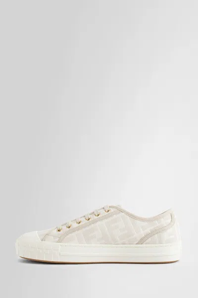 Fendi Domino Ff Jacquard Low-top Sneakers In Neutral