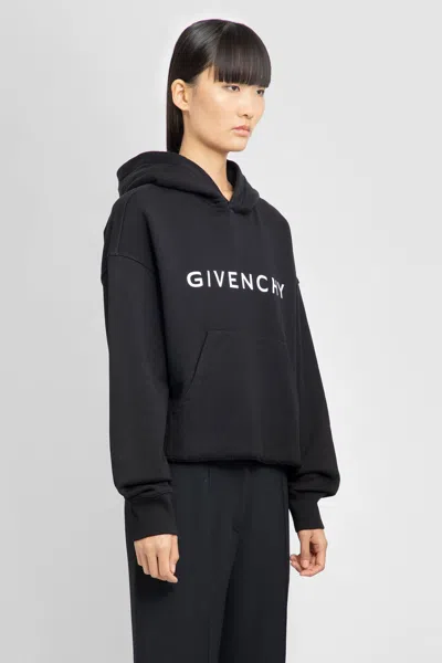 Givenchy Cropped Hoodie With Logo Print In Black