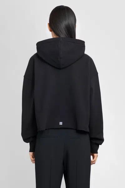 Givenchy Cropped Hoodie With Logo Print In Black