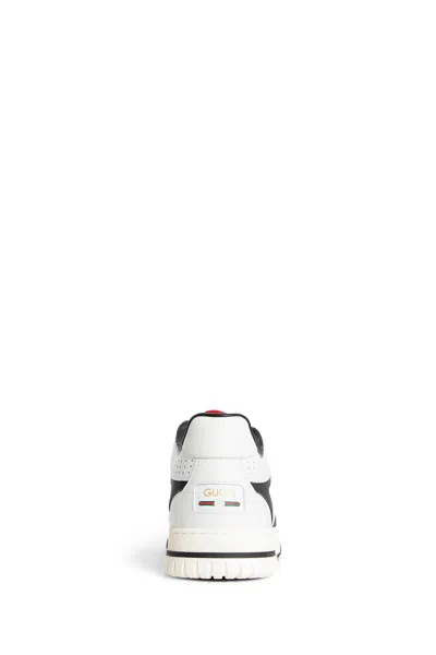 Gucci Men Re-web Leather Sneakers In White