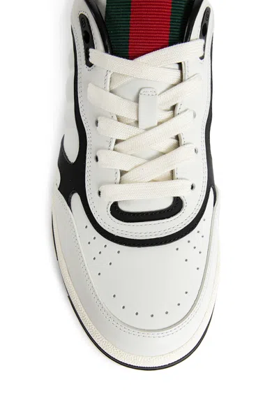 Gucci Men Re-web Leather Sneakers In White
