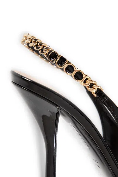 Gucci Signoria Embellished Patent-leather Slingback Pumps In Black