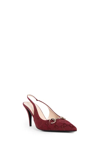 Gucci Horse Title Button High-heeled Sandals In Red