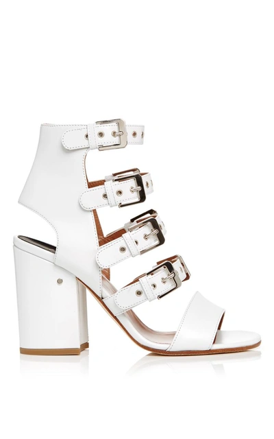 Shop Laurence Dacade Kloe White Calf Leather Buckle Strap Sandals