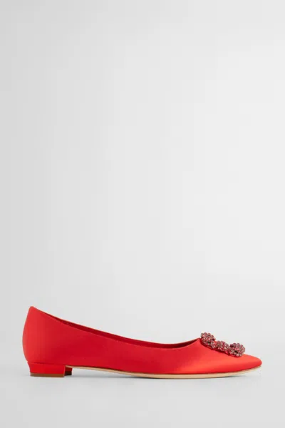 Shop Manolo Blahnik Woman Red Flats