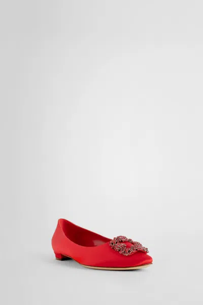 Shop Manolo Blahnik Woman Red Flats