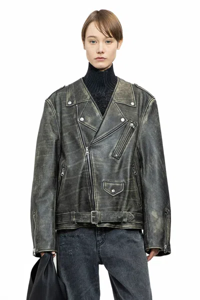 Shop Mm6 Maison Margiela Woman Black Jackets