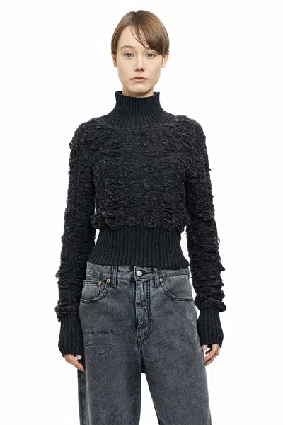 Shop Mm6 Maison Margiela Woman Grey Knitwear