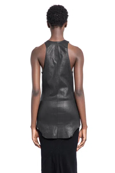 Rick Owens Leather Tank In Black