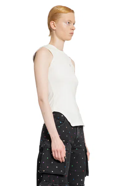 Attico White Sleeveless Crewneck Top With Tonal Logo Embroidery On The Front In Cotton Woman In White
