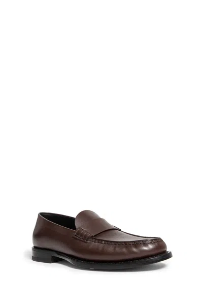 The Row Leather Loafers Stitched Detailing In Brown