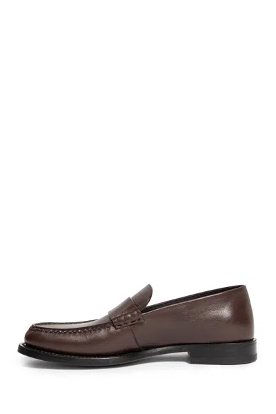 The Row Leather Loafers Stitched Detailing In Brown