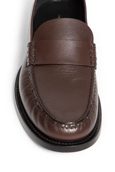 The Row Leather Loafers Stitched Detailing In Brown