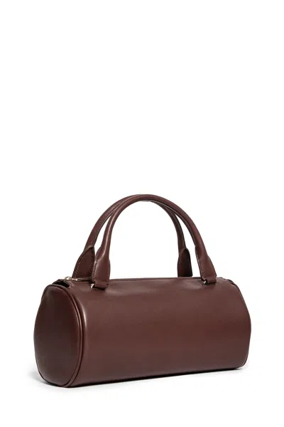 The Row Edith Cylindrical Leather Tote Bag In Brown