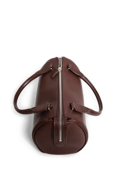 The Row Edith Cylindrical Leather Tote Bag In Brown