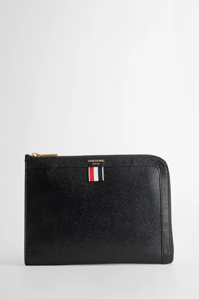 Shop Thom Browne Man Black Clutches & Pouches