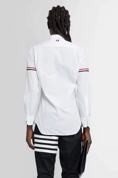 Thom Browne Cotton Shirt With Grosgrain Stripes And Timeless Silhouette In White