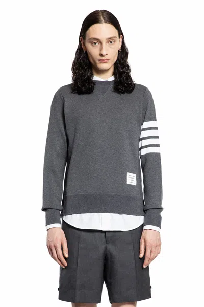 Thom Browne Classic Sweatshirt In Classic Loopback With Engineered 4 Bar Clothing In Grey