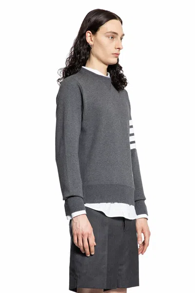 Thom Browne Classic Sweatshirt In Classic Loopback With Engineered 4 Bar Clothing In Grey