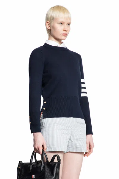 Thom Browne Milano Stitch Jersey With 4 Bars In Blue