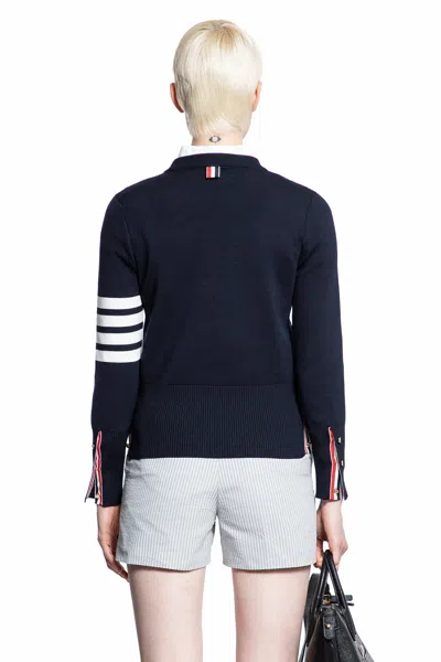 Thom Browne Milano Stitch Jersey With 4 Bars In Blue